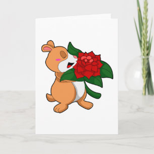 Hamster met bloem Roos Kaart