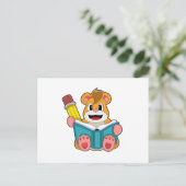 Hamster met Boek en Pen Briefkaart (Staand voorkant)