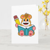 Hamster met boek en pen kaart (Gele Bloem)