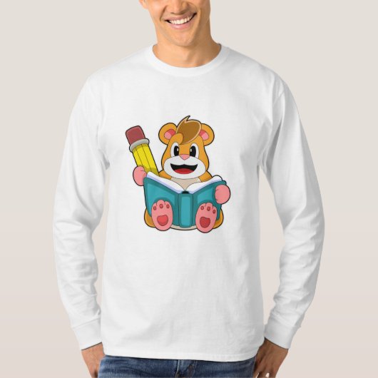Hamster met Boek en Pen T-shirt (Voorkant)