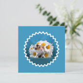 Hamster met boeket madeliefjes vakantie feestdagenkaart (Staand voorkant)
