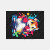 Hamster met bokshandschoenen Kleurrijke kunst Fleece Deken (Voorkant (Horizontaal))