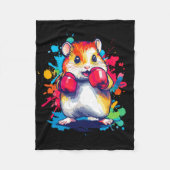 Hamster met bokshandschoenen Kleurrijke kunst Fleece Deken (Voorkant)