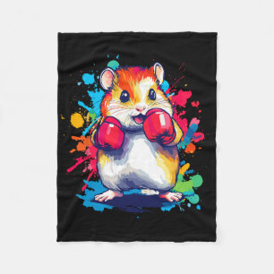 Hamster met bokshandschoenen Kleurrijke kunst Fleece Deken