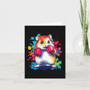 Hamster met bokshandschoenen Kleurrijke kunst Kaart