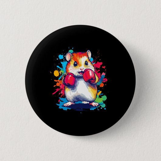 Hamster met bokshandschoenen Kleurrijke kunst Ronde Button 5,7 Cm (Voorkant)
