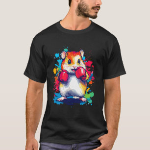 Hamster met bokshandschoenen Kleurrijke kunst T-shirt
