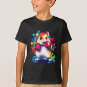 Hamster met bokshandschoenen Kleurrijke kunst T-shirt (Voorkant)