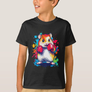 Hamster met bokshandschoenen Kleurrijke kunst T-shirt