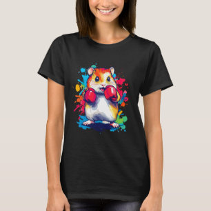 Hamster met bokshandschoenen Kleurrijke kunst T-shirt