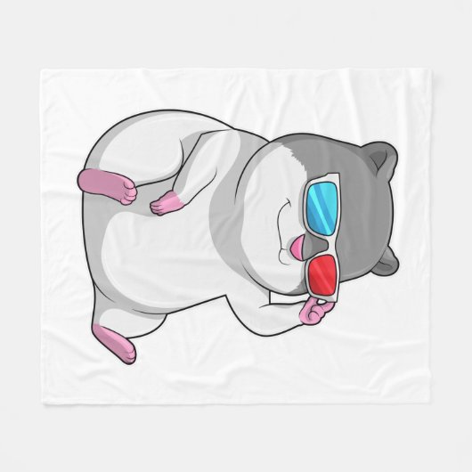 Hamster met bril fleece deken (Voorkant (Horizontaal))