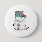 Hamster met bril ronde button 7,6 cm (Voorkant)