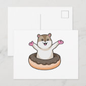 Hamster met Chocolade Donut Briefkaart (Voorkant / Achterkant)