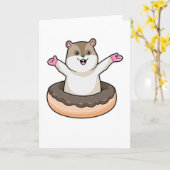 Hamster met Chocolade Donut Kaart (Gele Bloem)
