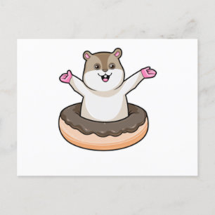 Hamster met Chocolate Donut Briefkaart