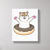 Hamster met Chocolate Donut Canvas Afdruk (Voorkant)