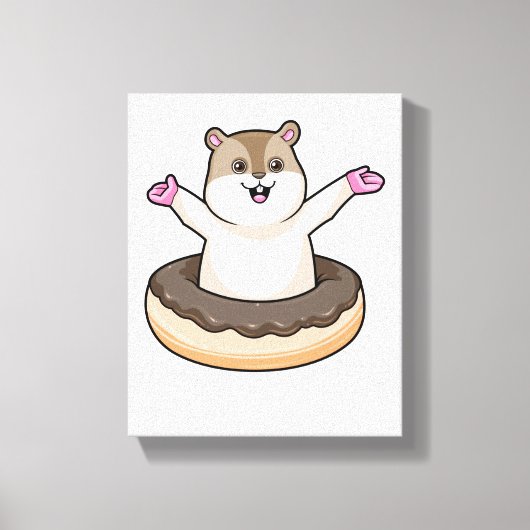 Hamster met Chocolate Donut Canvas Afdruk (Voorkant)