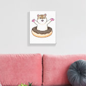Hamster met Chocolate Donut Canvas Afdruk (Insitu (Woonkamer))