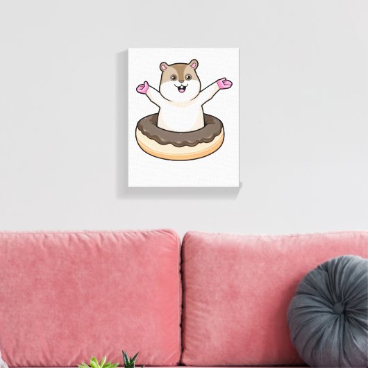 Hamster met Chocolate Donut Canvas Afdruk (Insitu (Woonkamer))