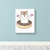 Hamster met Chocolate Donut Canvas Afdruk (Insitu (Houten vloer))