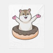 Hamster met Chocolate Donut Fleece Deken (Voorkant)