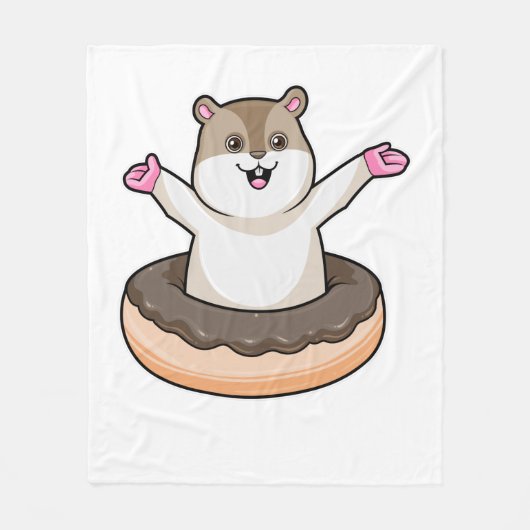 Hamster met Chocolate Donut Fleece Deken (Voorkant)