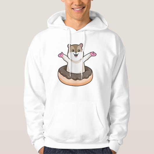 Hamster met Chocolate Donut Hoodie (Voorkant)
