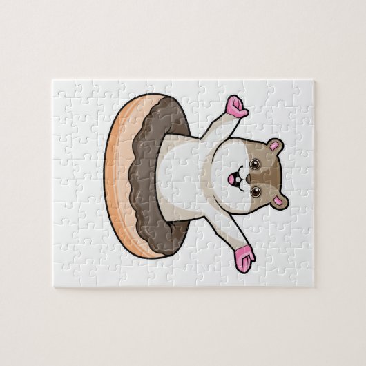 Hamster met Chocolate Donut Legpuzzel (Horizontaal)