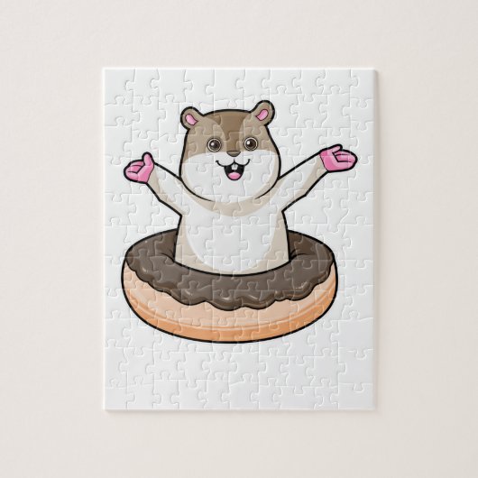 Hamster met Chocolate Donut Legpuzzel (Verticaal)