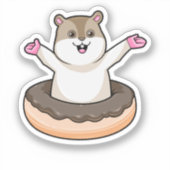 Hamster met Chocolate Donut Sticker (Voorkant)