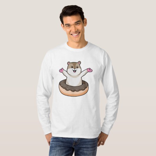 Hamster met Chocolate Donut T-shirt (Voorkant volledig)