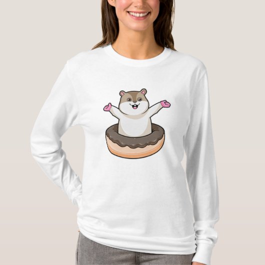 Hamster met Chocolate Donut T-shirt (Voorkant)