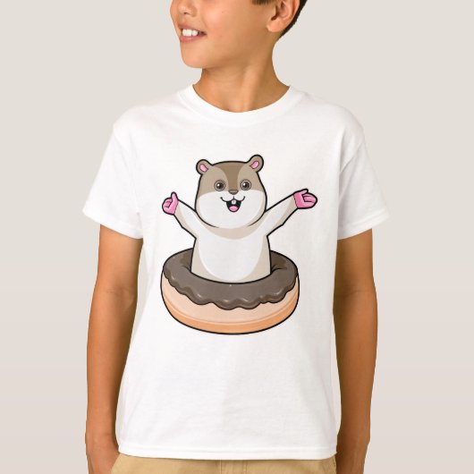 Hamster met Chocolate Donut T-shirt (Voorkant)