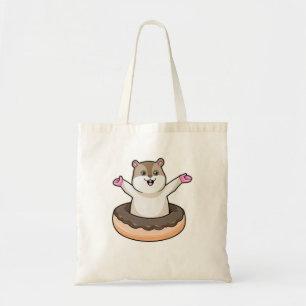 Hamster met Chocolate Donut Tote Bag