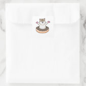 Hamster met Chocolate Donut Vierkante Sticker (Tas)