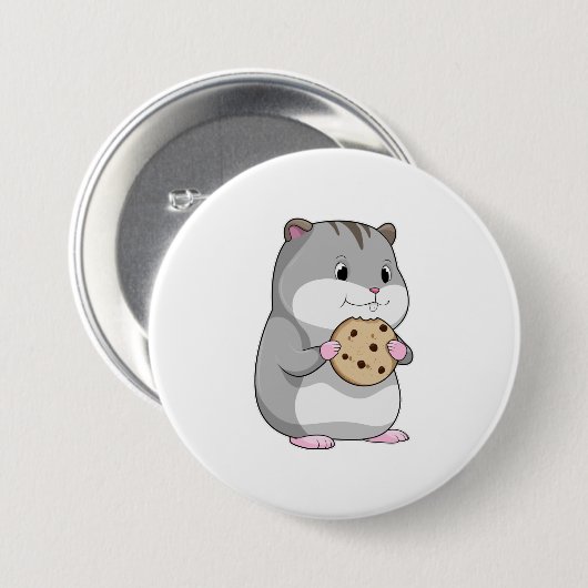 Hamster met Cookie Ronde Button 7,6 Cm (Voorkant /achterkant)