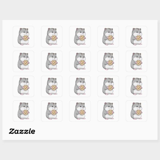 Hamster met Cookie Vierkante Sticker (Vel)