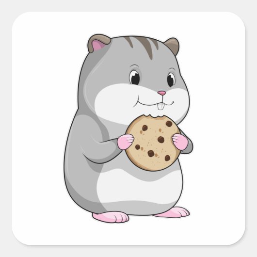 Hamster met Cookie Vierkante Sticker (Voorkant)