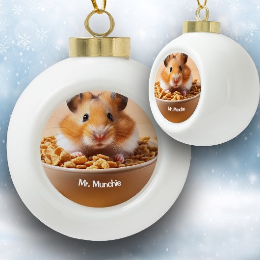Hamster met de Munchies Keramische Bal Ornament