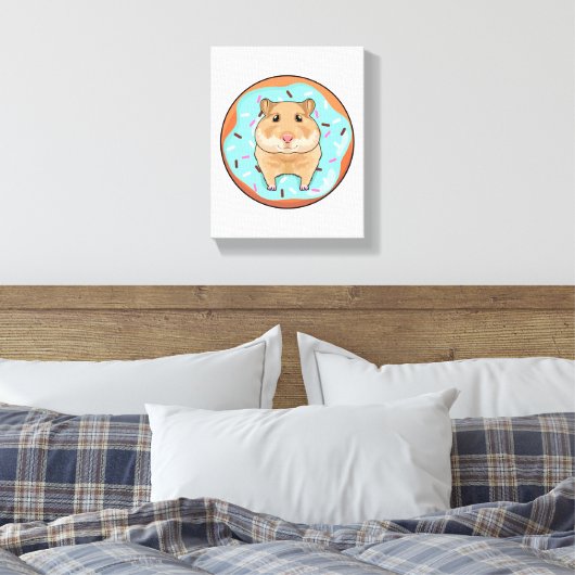 Hamster met Donut Canvas Afdruk (Insitu (Slaapkamer))