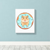 Hamster met Donut Canvas Afdruk (Insitu (Houten vloer))