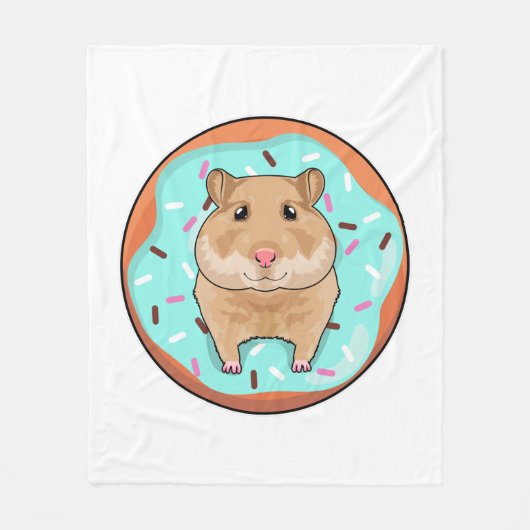 Hamster met Donut Fleece Deken (Voorkant)