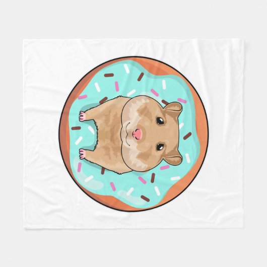 Hamster met Donut Fleece Deken (Voorkant (Horizontaal))