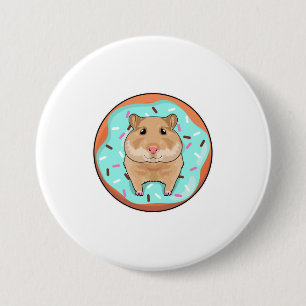 Hamster met Donut Ronde Button 7,6 Cm