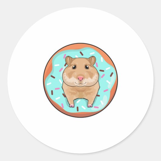Hamster met Donut Ronde Sticker (Voorkant)