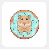Hamster met Donut Vierkante Sticker (Voorkant)