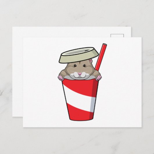Hamster met drank briefkaart (Voorkant / Achterkant)