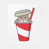 Hamster met Drink Fleece Deken (Voorkant)