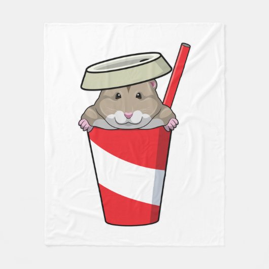 Hamster met Drink Fleece Deken (Voorkant)