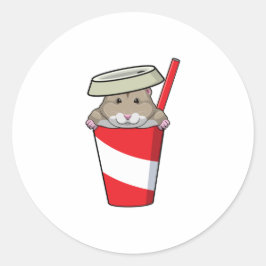 Hamster met Drink Ronde Sticker